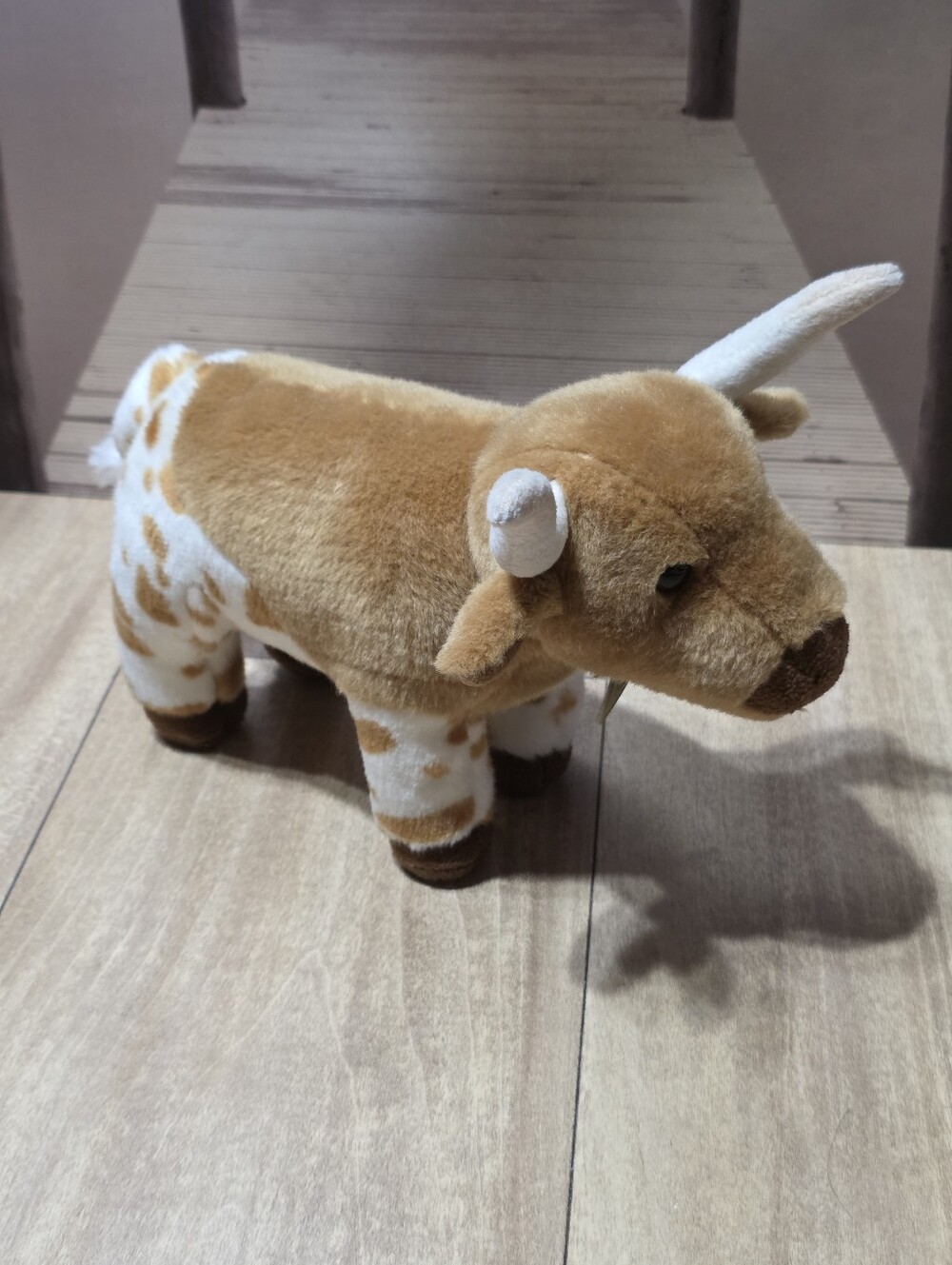 Miyoni 11 Inch Longhorn Cow Plush Toy Realistic Soft Stuffed Animal